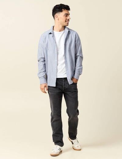 Jeans straight 5 poches denim gris homme