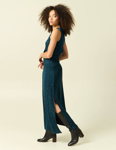 Robe sans manches bleu fonc&eacute; femme