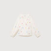 Blouse ample col mao manches longues ecru femme
