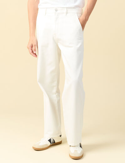 Jeans loose longueur 32 en coton denim blanc homme