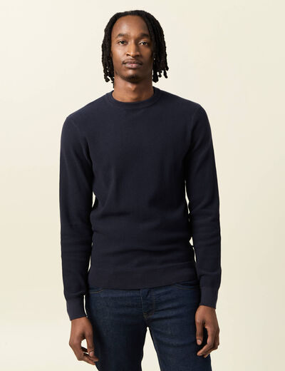 Pull éco-responsable bleu marine homme