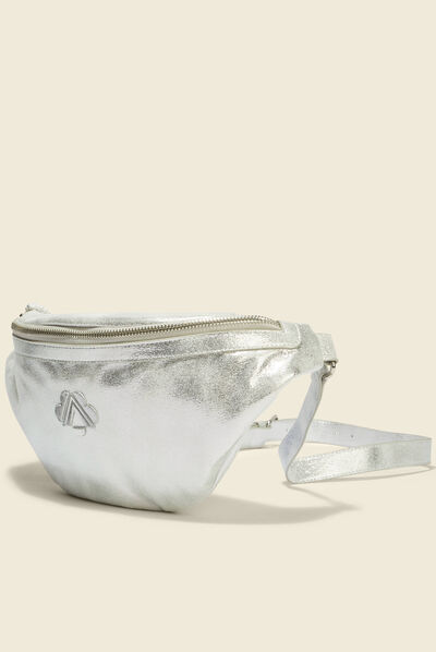 Sac sling métallisé couleur argent femme
