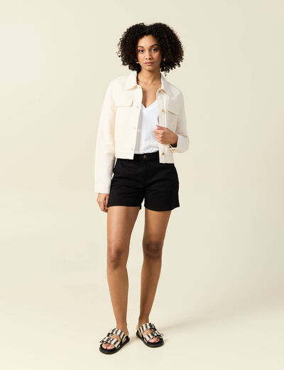 Short chino éco-responsable noir femme