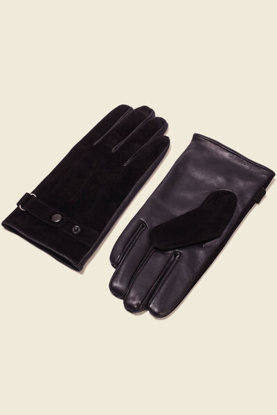 Gants en cuir noir homme