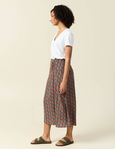 Jupe longue portefeuille noir femme
