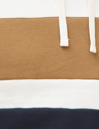 Sweat &agrave; capuche manches longues ecru homme