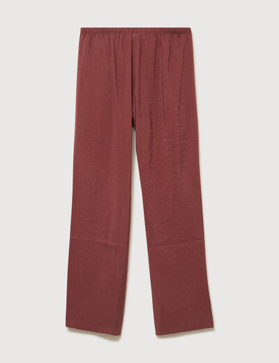 Pantalon large taille standard fluide marron cognac femme