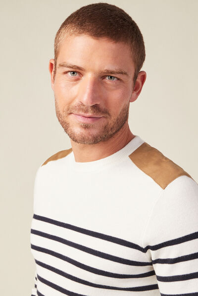 Pull manches longues ecru homme