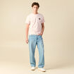 T-shirt en coton manches courtes rose poudr&eacute;e homme