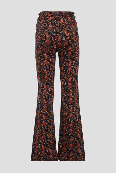 Pantalon bootcut taille haute noir femme