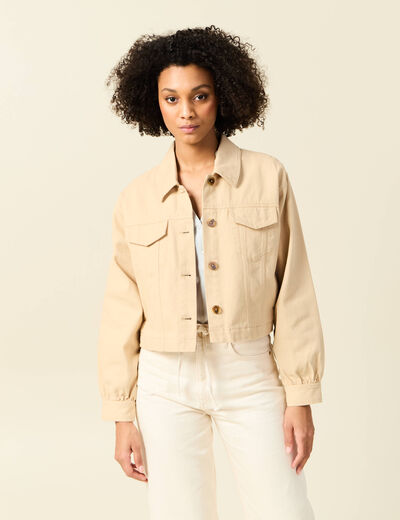 Blouson boutonné beige femme