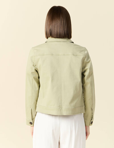 Blouson boutonné vert kaki femme