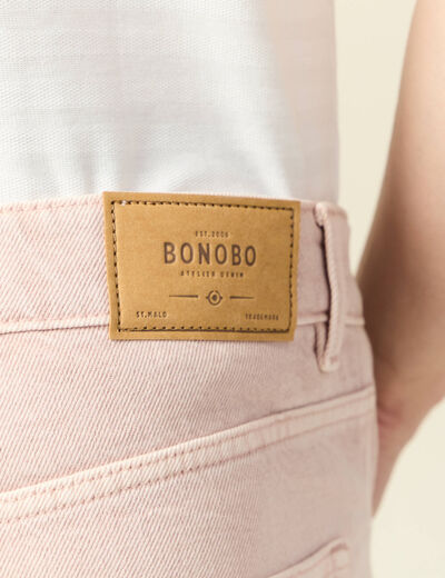 Bermuda droit en jean rose homme