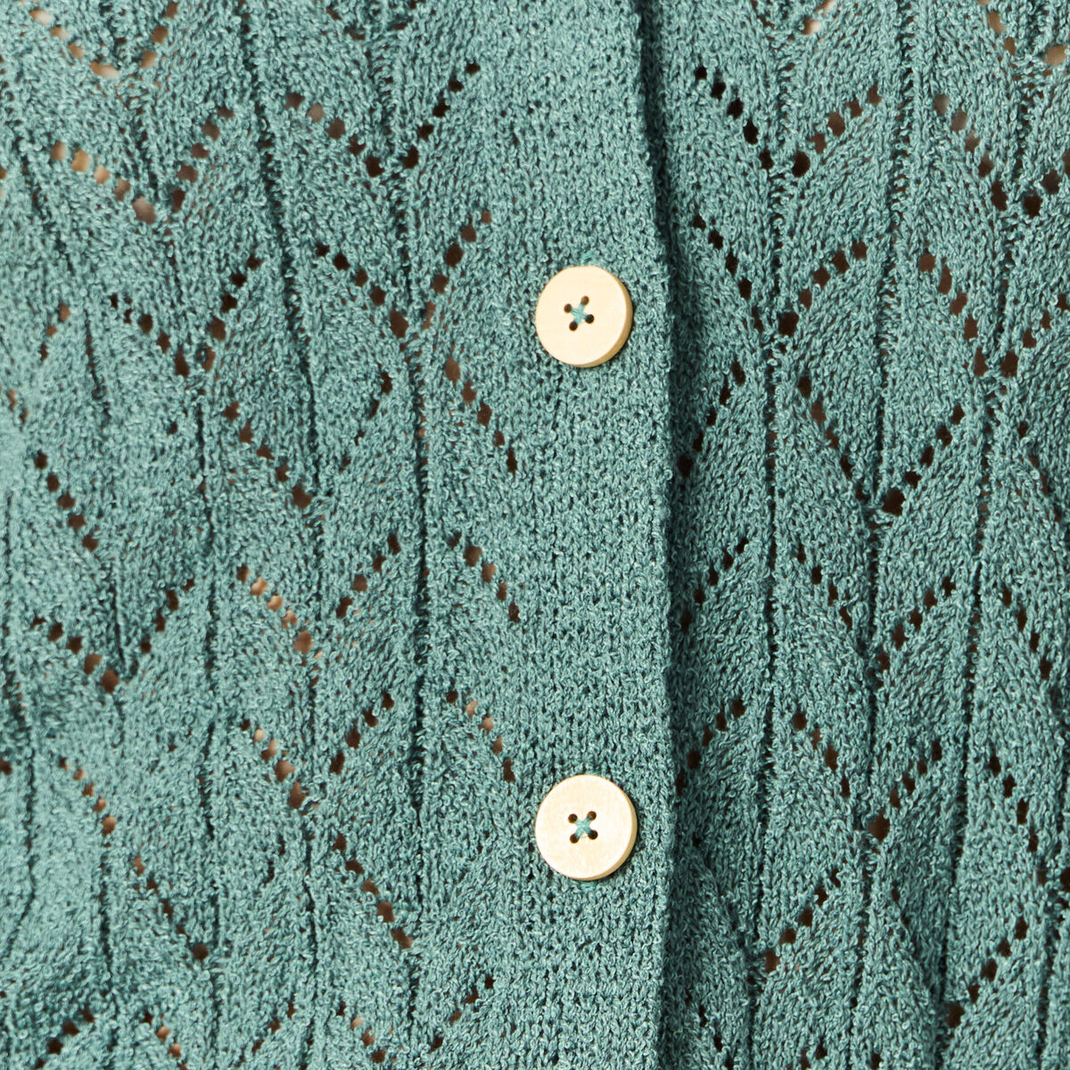 Gilet manches longues ajour&eacute; vert fonc&eacute; femme