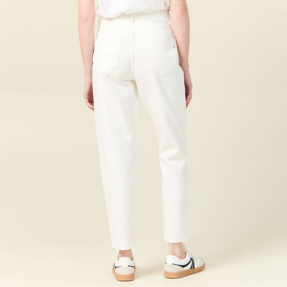 Jeans mom 7/8ème denim blanc femme