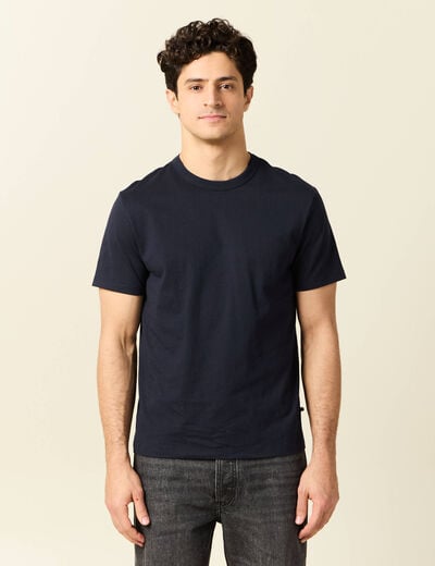 T-shirt en coton manches courtes bleu marine homme
