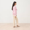 Chemise droite col noeud manches longues rose poudr&eacute;e femme