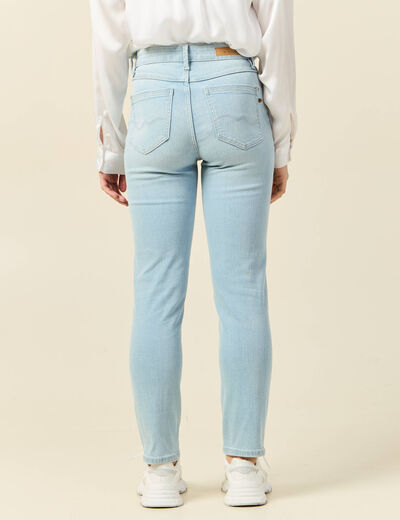 Jeans slim taille haute 7/8ème denim bleach femme
