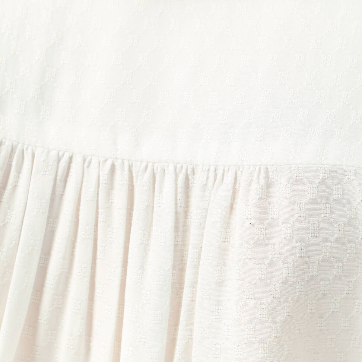 Blouse manches longues col V fluide ecru femme