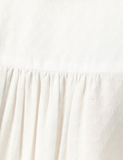 Blouse manches longues col V fluide ecru femme