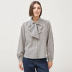 Chemise vichy droite manches longues bleu femme