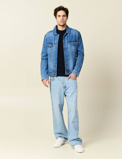 Pull manches longues fabriqué en France bleu marine homme