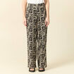 Pantalon large taille haute creme femme