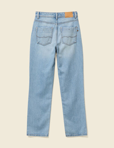Jeans straight taille haute 7/8ème denim baby bleu femme