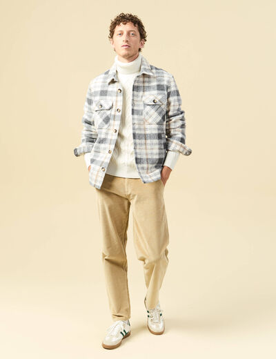 Surchemise oversize courte doubl&eacute;e gris homme