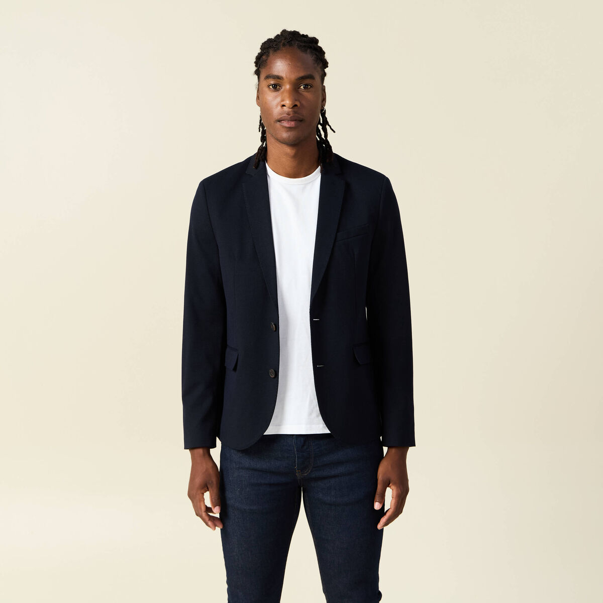 Veste blazer cintrée bleu marine homme