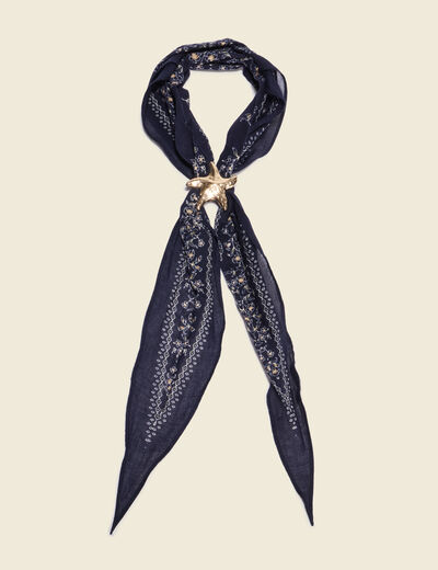Foulard en coton bleu marine femme