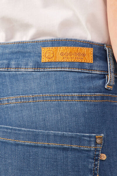 Jeans bootcut détails tressés denim stone femme