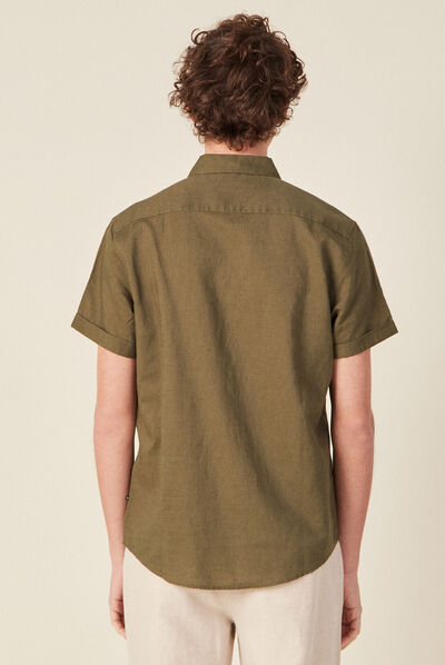 Chemise manches courtes taupe homme