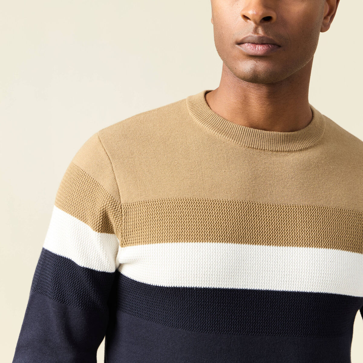 Pull manches longues bleu marine homme