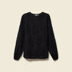 Chemise col rond manches longues brod&eacute;e noir femme