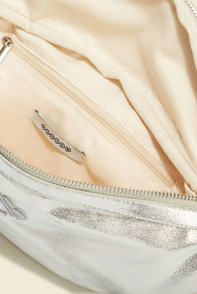Sac sling métallisé couleur argent femme