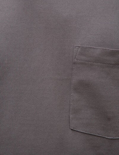 T-shirt droit en coton col ras du cou gris fonc&eacute; homme