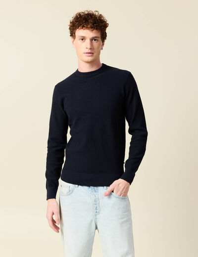 Pull éco-responsable bleu marine homme