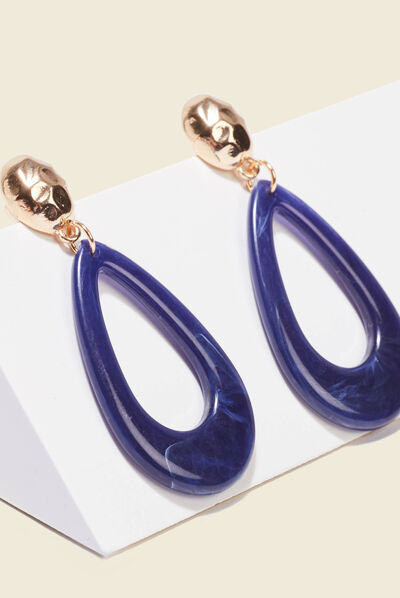 Boucles d'oreilles pendantes bleu marine femme