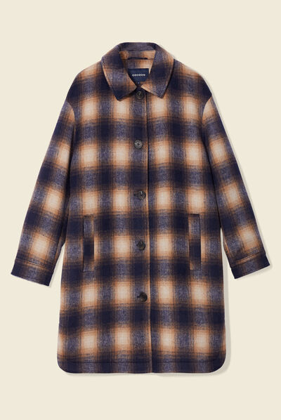 Manteau long droit boutonné orange foncé femme
