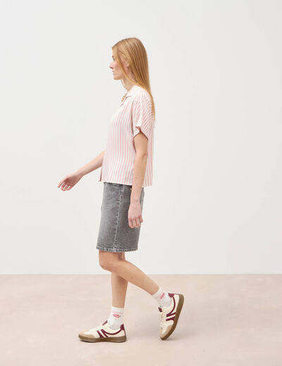 Chemise manches 3/4 rose pastel femme