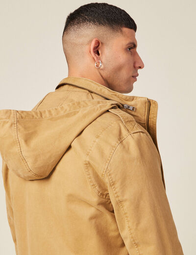 Blouson droit à col montant camel homme