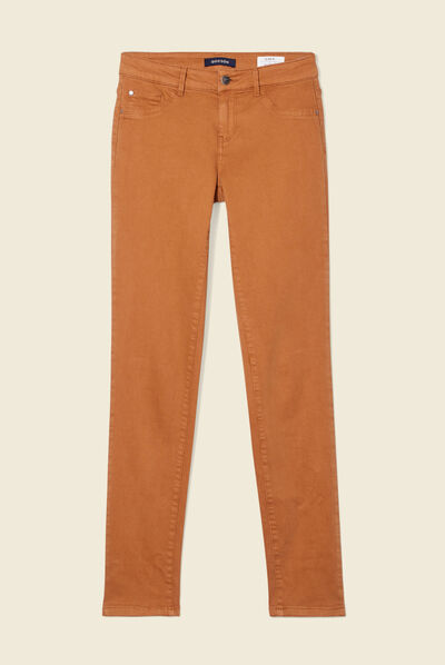 Pantalon slim marron femme