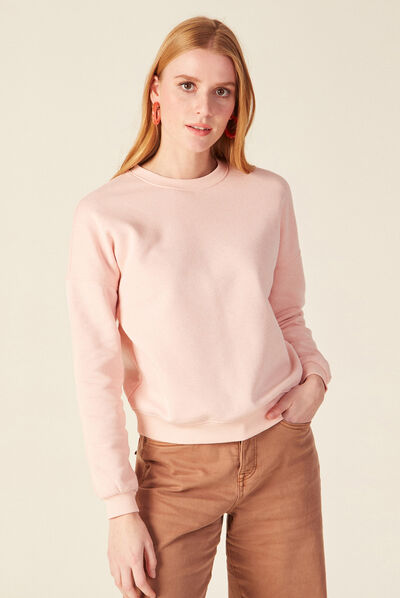 Sweat manches longues rose clair femme