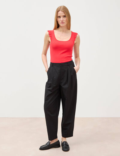 Pantalon barrel coupe loose taille haute noir femme