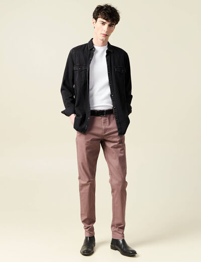 Pantalon chino slim vieux rose homme