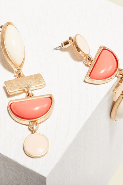 Boucles d'oreilles pendantes rose saumon femme