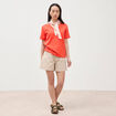 T-shirt manches courtes orange fonc&eacute; femme
