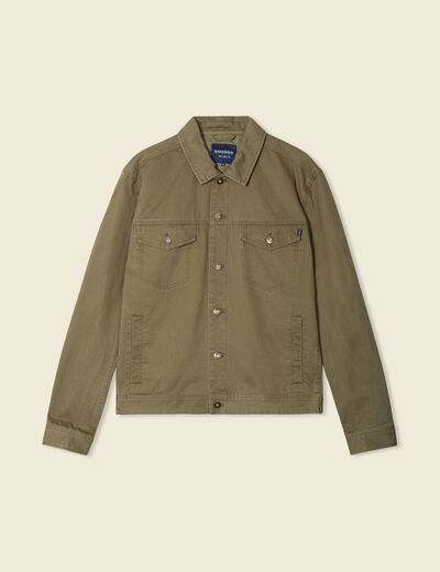 Blouson boutonné vert kaki homme