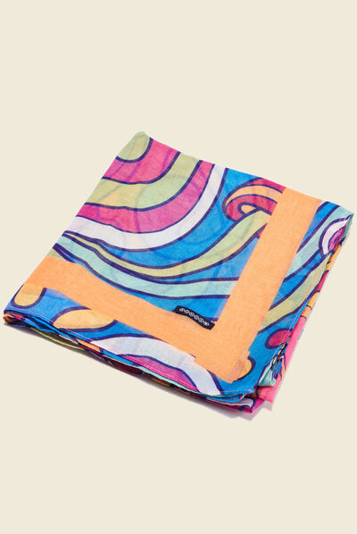 Foulard carré rose fushia femme
